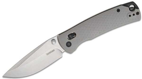 Sequence DuraLock KVT Folding Knife 3.32" Stonewashed Drop Point Blade, Gray Glass-Reinforced Nylon Handle, Reversible Clip, AXIS/Crossbar Lock 1426