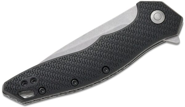 Shoreline Assisted Liner Lock Flipper Knife 3" Stonewashed Drop Point Combo Blade, Black Glass-Reinforced Nylon Handle, Reversible Clip 1845ST - Image 3