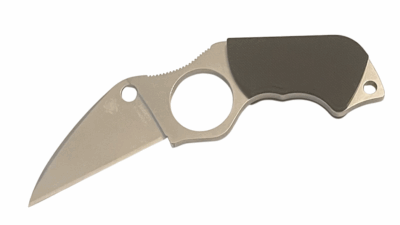 Swick 5 Small Fixed Blade Knife, Plain Edge, Coarse Black G-10 Handle, 2.73" Satin, Black Molded Boltaron Sheath w/ Adjustable G-Clip & Breakaway Ball Chain   FB14B5