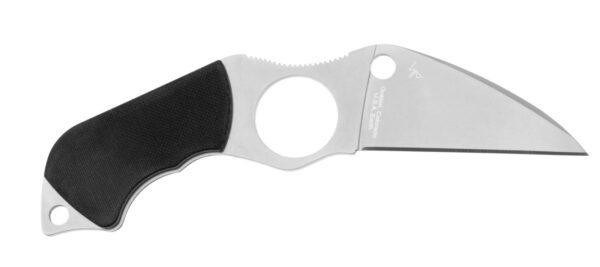 Swick 6 Small Fixed Blade, Satin LC200N Wharncliffe Blade w/ Finger Hole & Black G-10 Handle Scales, Black Molded Boltaron Sheath w/ Adjustable G-Clip & Breakaway Ball Chain FB14P6 - Image 2