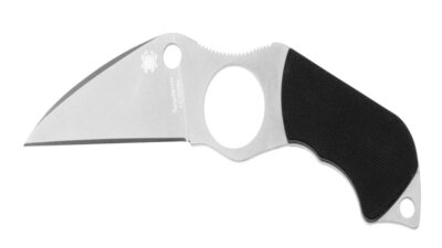 Swick 6 Small Fixed Blade, Satin LC200N Wharncliffe Blade w/ Finger Hole & Black G-10 Handle Scales, Black Molded Boltaron Sheath w/ Adjustable G-Clip & Breakaway Ball Chain FB14P6