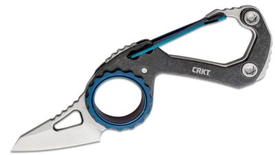 Compano Carabiner Folding Knife 1.44" Satin Sheepsfoot Blade, Black Stainless Steel Handle, Slipjoint (non-locking) 9083