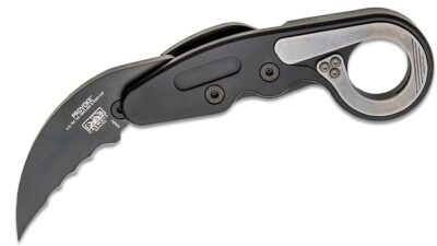 Provoke Kinematic Folding Karambit 2.41" D2 Black TiNi Blade with Veff Serrations, Black Aluminum Handle 4040V