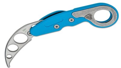 Provoke Kinematic Folding Karambit Trainer 2.47" 420J2 Unsharpened Blade, Blue Grivory Handle 4041T