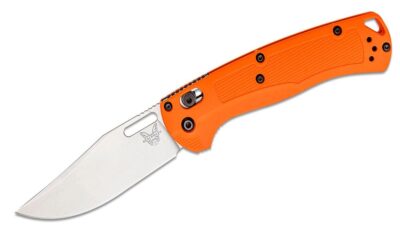 Taggedout® AXIS Folding Knife 3.5" CPM-154 Stonewashed Clip Point Blade, Orange Grivory Handle 15535