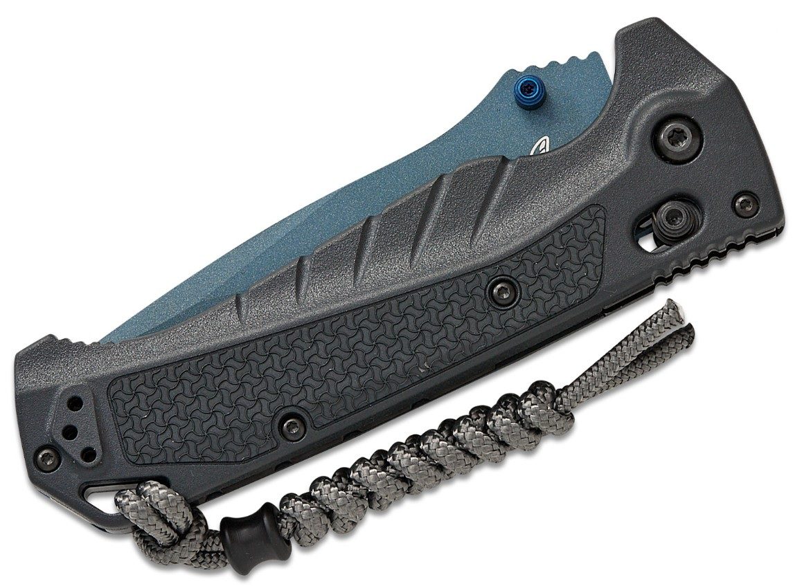 Adira Heavy Bait AXIS Folding Knife 3.88" CPM-MagnaCut Blue Cerakote Drop Point Blade, Tempest Gray Grivory Handle 18060BT-01 - Image 2
