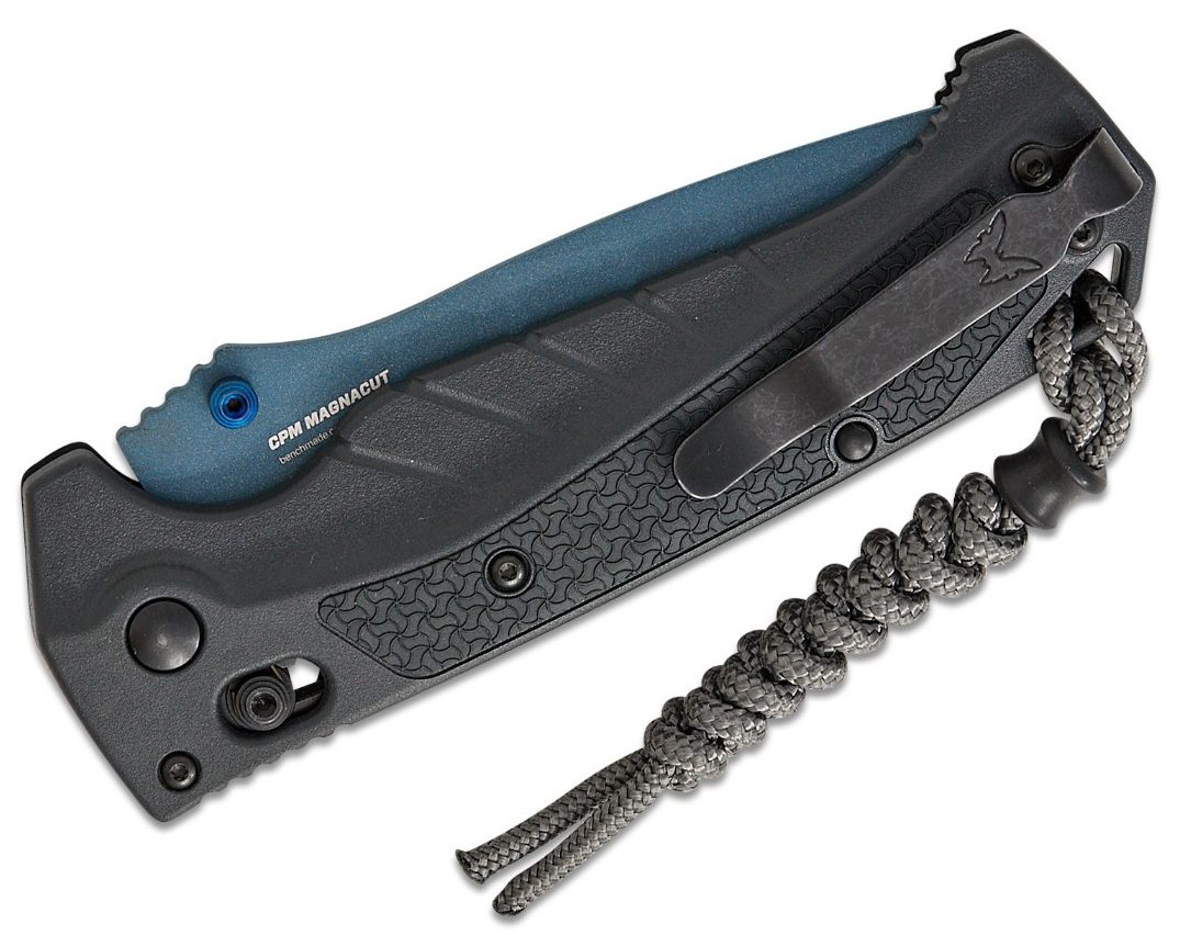Adira Heavy Bait AXIS Folding Knife 3.88" CPM-MagnaCut Blue Cerakote Drop Point Blade, Tempest Gray Grivory Handle 18060BT-01 - Image 3