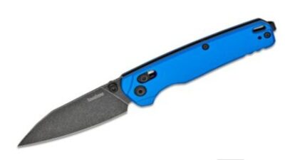 Bel Air DuraLock KVT Folding Knife 3.1" CPM-MagnaCut BlackWash Reverse Tanto Blade, Blue Anodized Aluminum Handle, AXIS/Crossbar Lock   6105NBBW