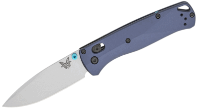 Bugout AXIS Folding Knife 3.24" S90V Crushed Silver Cerakote Drop Point Blade, Crater Blue Aluminum Handle 535SL-13