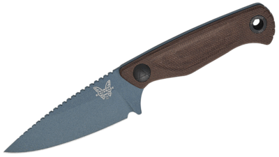 Dacian Fixed Blade Knife 3.54" CPM-MagnaCut Blue Cerakote Drop Point Blade, Micarta Handle, Leather Sheath 203BT-03