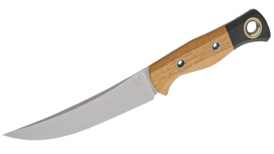 Meatcrafter Fixed Blade Knife 6.08" CPM-154 Stonewashed Trailing Point Blade, Maple Valley Richlite and Black G10 Handle 4050-02