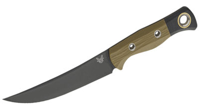 Meatcrafter Fixed Blade Knife 6.08" CPM-154 Black DLC Trailing Point Blade, OD Green and Black G10 Handle 4050BK-01