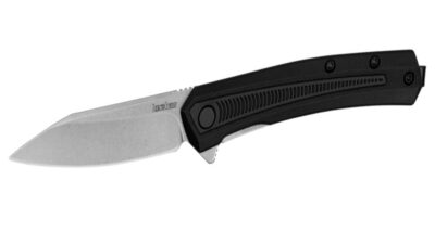 Raygun Liner Lock Assisted Flipper Knife 2.8" Stonewashed Reverse Tanto Blade, Black Glass-Fillen Nylon Handle, Reversible Clip 1427