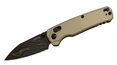Bel Air DuraLock KVT Folding Knife 3.1" Damascus Reverse Tanto Blade, Bright Nickel Aluminum Handle, AXIS/Crossbar Lock 6105DAM