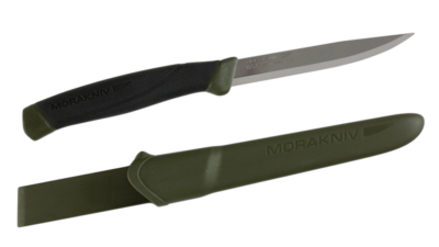 Mora of Sweden Companion Military Green Knife 4.1" Stainless Steel Blade, Black Rubber Handle 12215