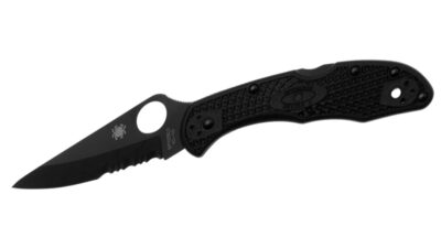 Delica 4  Folding Knife 2-7/8" VG10 Black Combo Blade, Black FRN Handle C11PSBBK