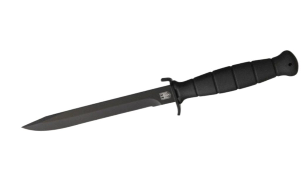 MI220 German Military Combat Fixed Blade Knife, Stainless Steel, Standard Edge, Black Handle HK8482-110P