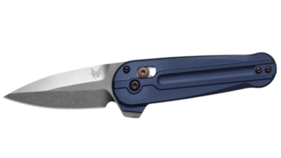 Lowden AXIS Flipper Knife 2.79" M390 Satin Spear Point Blade, Crater Blue Aluminum Handle 491