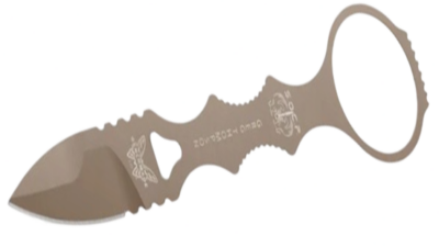 Mini SOCP® Dagger Tactical Spear-Point Blade, 440C Stainless Steel, Sand Handle with Tan Sheath 177SN