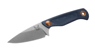 Dacian Fixed Blade Knife, 3.54", Magnacut Stainless Steel, Spear-Point, Micarta, Blue Denim, Brown Sheath 203-04
