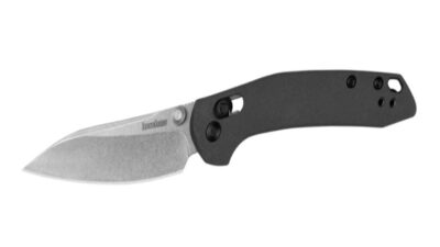 Duster DuraLock KVT Folding Knife 2.9" Stonewashed Modified Sheepsfoot Blade, Charcoal Gray Glass-Filled Nylon Handle, Reversible Clip, AXIS/Crossbar Lock 2059