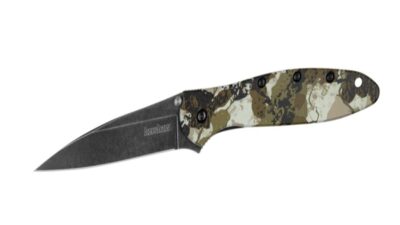 Ken Onion Leek CCI Assisted Liner Lock Flipper Knife 3" 14C28N BlackWashed Plain Blade, King's Camo Aluminum Handle 1660KC